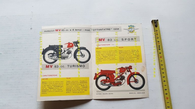MV AGUSTA motoleggera 83 1959 depliant originale ITALIANO brochure