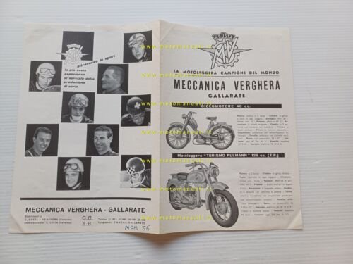 MV Agusta produzione modelli 1956 depliant italiano originale