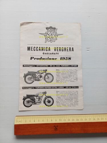 MV AGUSTA Produzione modelli 1958 depliant originale moto ITALIANO brochure