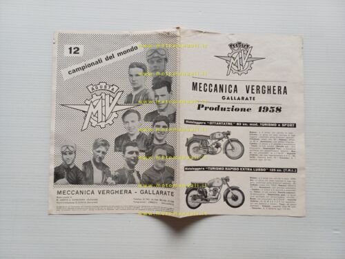 MV AGUSTA Produzione modelli 1958 depliant originale moto ITALIANO brochure