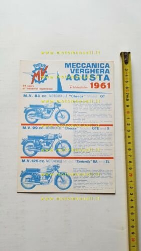 MV AGUSTA Produzione modelli 1961 depliant originale moto ENGLISH brochure