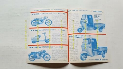 MV AGUSTA Produzione modelli 1961 depliant originale moto ENGLISH brochure