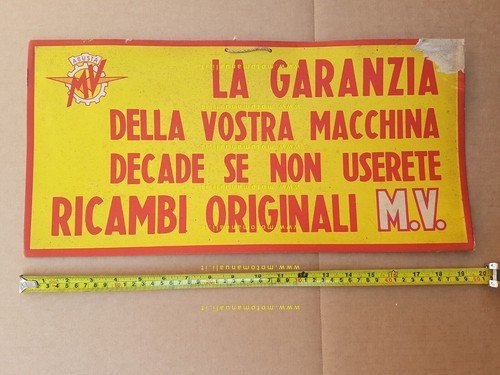 MV Agusta Ricambi Originali insegna cartone originale anni 50 cartello …