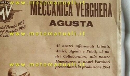 MV Agusta Rivista Ufficiale salone Milano 1954 originale no depliant …