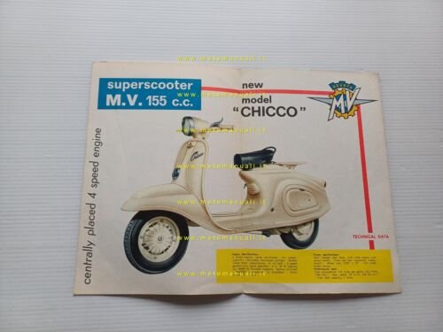 MV AGUSTA Scooter Chicco 155 1961 depliant originale testo INGLESE