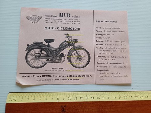 MVB 50 Berna Turismo motore Demm depliant italiano originale