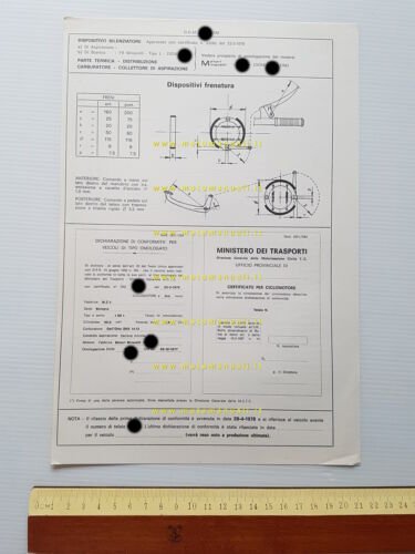 MZV 50 SS tubone 1978 scheda omologazione DGM Facsimile originale