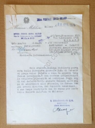 Navigazione - Busta della Marina Militare con documento - 1971