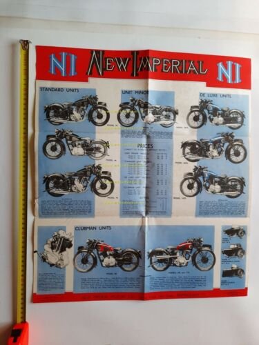 New Imperial catalogo moto modelli 1938 depliant INGLESE originale brochure