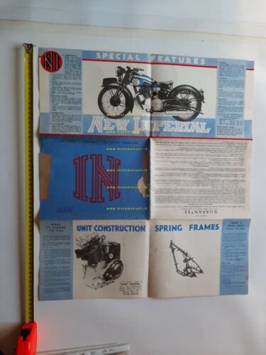 New Imperial catalogo moto modelli 1938 depliant INGLESE originale brochure