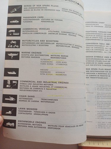 NGK guida applicazione candele auto 1993-94 manuale tabelle conversione