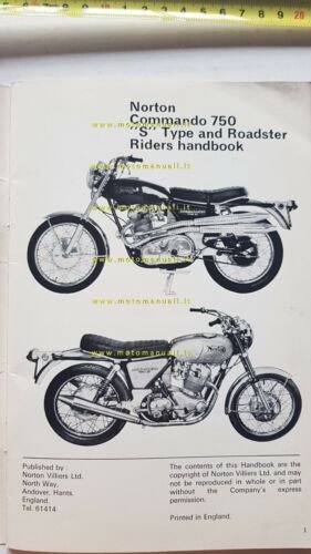 Norton 750 Commando S-Roadster 1970 manuale uso originale INGLESE owner's …
