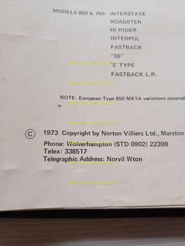 Norton Commando 850 - 750 1970-73 manuale officina originale INGLESE …