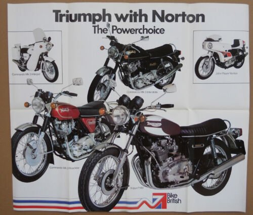 Norton Commando 850 Triumph Trident 750 depliant originale motorcycle brochure