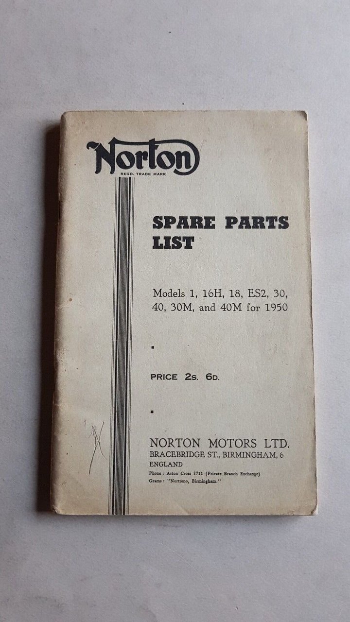 Norton Motorcycles modelli 1950 catalogo ricambi originale spare parts catalogue