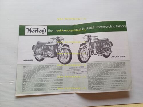 Norton SS 650 - Atlas 750 1962 depliant inglese originale