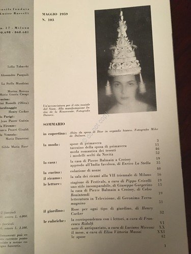 Novità Rivista Magazine n.103 Maggio 1959 Dior Balmain