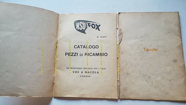 NSU FOX 125 anni '50 catalogo ricambi MOTORE originale spare …
