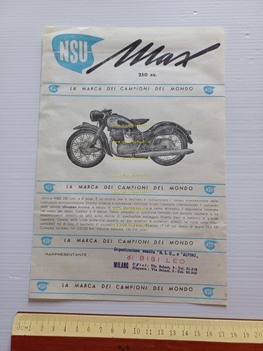NSU Max 250 anni 50 depliant originale italiano