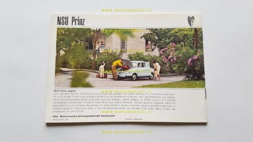 NSU Prinz III 1960 depliant originale italiano auto