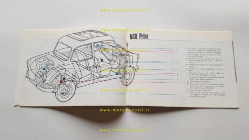 NSU Prinz III 1960 depliant originale italiano auto