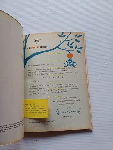 NSU rivista aziendale 1953 originale TEDESCO