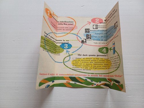 Olio Fiat illustratore Nizzoli depliant originale italiano