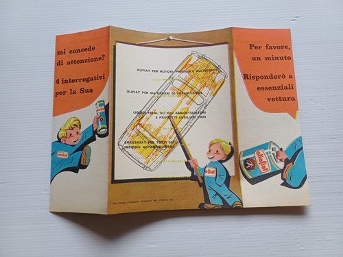 Olio Fiat illustratore Nizzoli depliant originale italiano