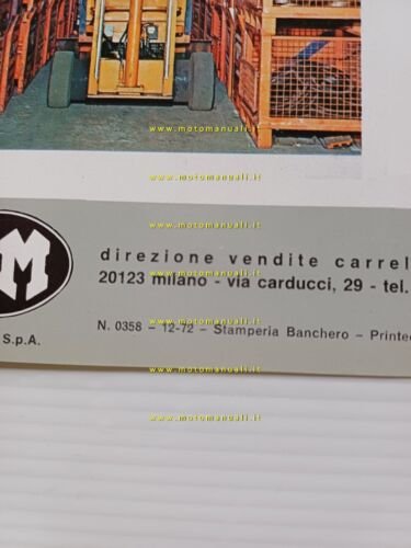 OM Carrelli Elevatori trilaterali IL 10 1972 depliant originale italiano