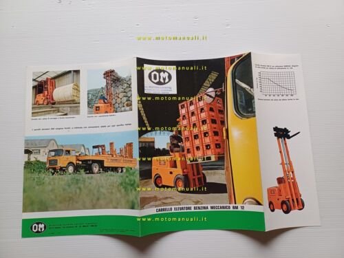 OM Carrello Elevatore Benzina Meccanico BM 12 1970 depliant originale …