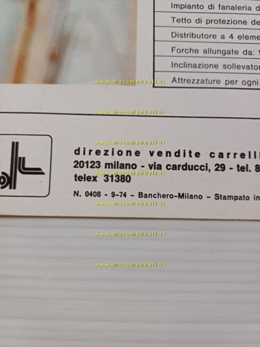 OM Carrello Elevatore Diesel Idraulico DI 20-S 1974 depliant originale …