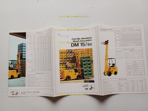 OM Carrello Elevatore Diesel Meccanico DM 15-SV 1974 depliant originale