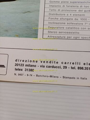 OM Carrello Elevatore Diesel Meccanico DM 15-SV 1974 depliant originale