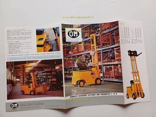 OM Carrello Elevatore Elettrico E 12 B 1973 depliant originale …