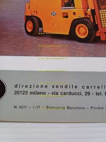 OM Carrello Elevatore Elettrico E 12 B 1973 depliant originale …
