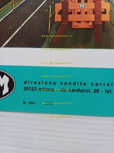 OM Carrello Elevatore Elettrico E 20 1970 depliant originale italiano
