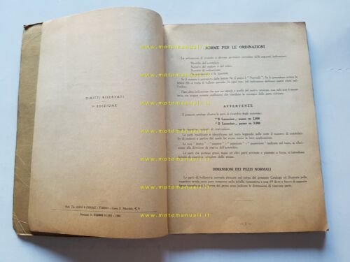 OM Lencino Autocarro - Autobus 1951 catalogo ricambi originale italiano