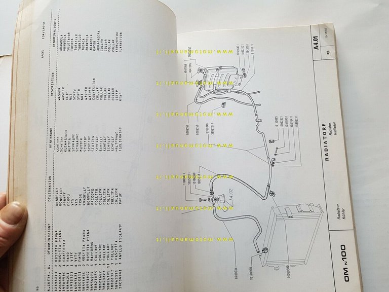 OM N 100 autocarro 1973 catalogo ricambi originale