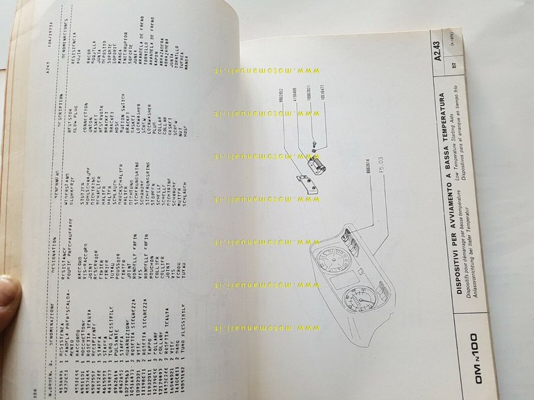 OM N 100 autocarro 1973 catalogo ricambi originale