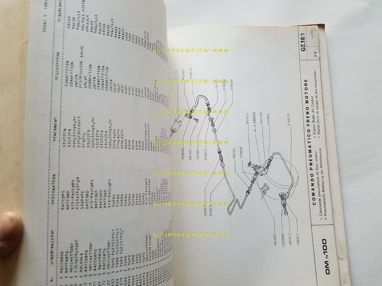 OM N 100 autocarro 1973 catalogo ricambi originale