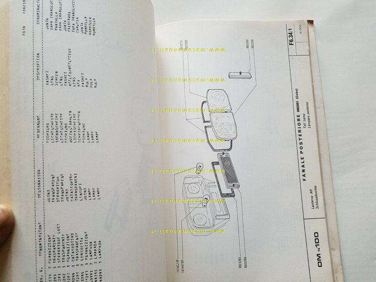 OM N 100 autocarro 1973 catalogo ricambi originale