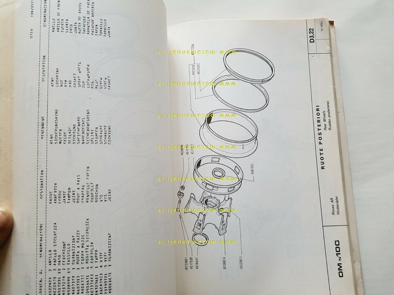 OM N 100 autocarro 1973 catalogo ricambi originale