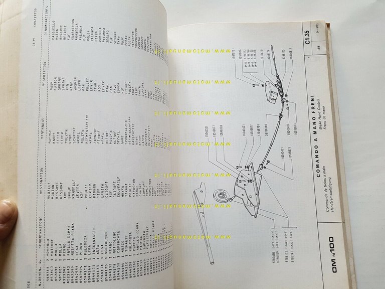 OM N 100 autocarro 1973 catalogo ricambi originale