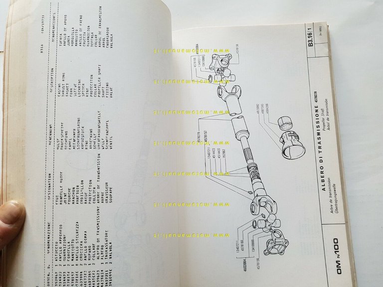OM N 100 autocarro 1973 catalogo ricambi originale