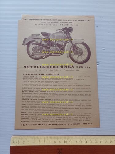 Omea 125 1952-53 depliant moto italiano originale