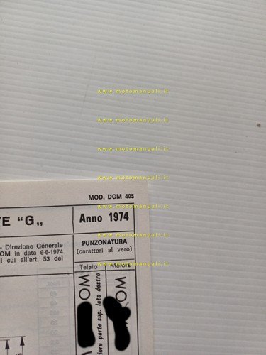 OMER 50 Giramondo 1974 scheda omologazione DGM Motorizzazione Facsimile