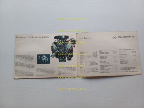 Opel Diplomat V8 1964 depliant italiano originale