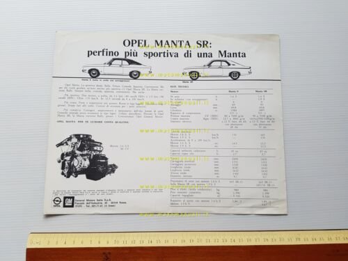 Opel Manta 1.6 S - SR 1972 depliant italiano originale