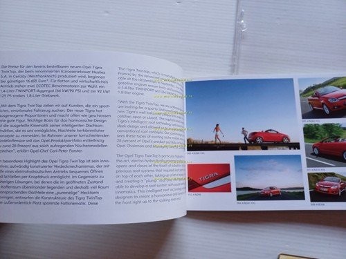 Opel Tigra TwinTop 2004 cartella stampa presentazione originale testo tedesco