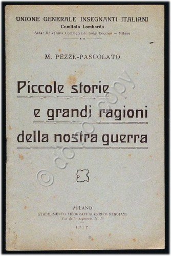 Opuscolo - Piccole storie - I Guerra Mondiale - Unione …